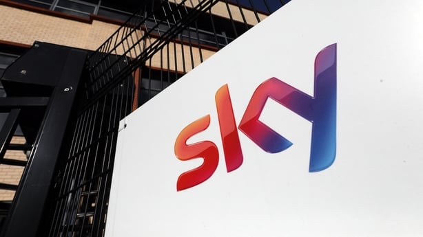 The 'Sky' logo sits on a sign outside Sky Plc headquarters in Isleworth, London, U.K., on Friday, Sept. 21, 2018. The future of British broadcaster Sky Plc will be decided with help from an influential body, The Takeover Panel, founded half a century ago to bring more discipline to M&A battles. Phot