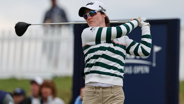 WEST CALDWELL, NJ - MAY 08: Leona Maguire of Ireland tees off at the first tee during the second round of the Mizuho Americas Open on May 8, 2026 at Mountain Ridge Country Club in West Caldwell, New Jersey. (Photo by Andrew Mordzynski/Icon Sportswire via
