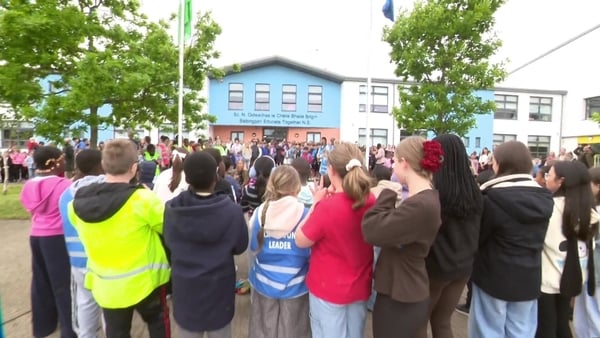 Children outside their school.