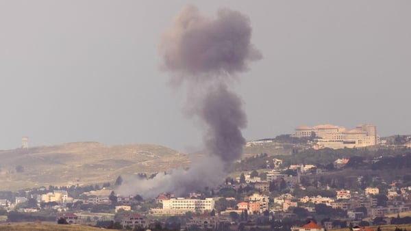 This picture taken on May 21, 2026 shows smoke rising from the site of an Israeli strike that targeted the southern Lebanese village of Mayfadoun.