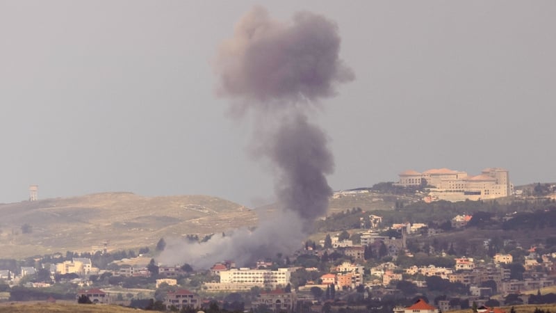 This picture taken on May 21, 2026 shows smoke rising from the site of an Israeli strike that targeted the southern Lebanese village of Mayfadoun.