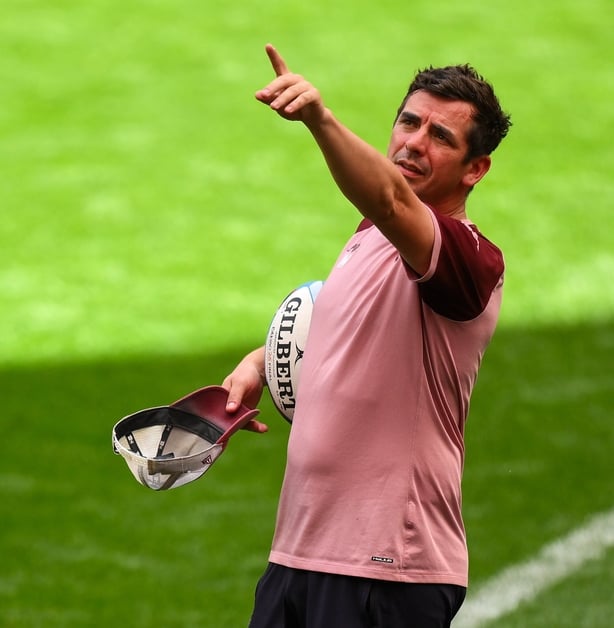 22 May 2026; Attack coach Noel McNamara during a Union Bordeaux Begles captain's run at San Mamés Stadium in Bilbao, Spain. Photo by Brendan Moran/Sportsfile