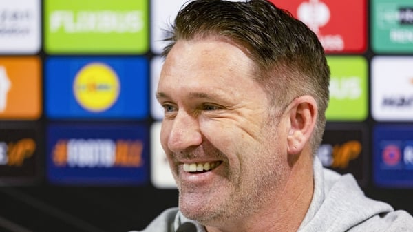 BUDAPEST, HUNGARY - DECEMBER 10: Ferencvaros Head Coach Robbie Keane during a Ferencvaros MD-1 press conference at the Groupama Arena, on December 10, 2025, in Budapest, Hungary. (Photo by Craig Foy/SNS Group via Getty Images)
