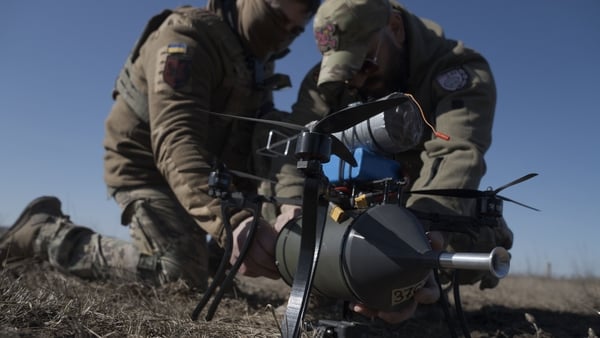 DONETSK OBLAST, UKRAINE - MARCH 9: Soldiers from the 93rd Brigade's drone unit test fiber optic drones before using them on the front line in Donetsk Oblast, Ukraine, on March 9, 2026. (Photo by Jose Colon/Anadolu via Getty Images)
