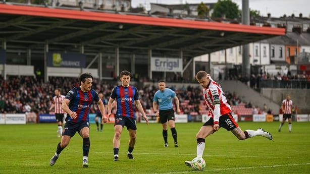 James McClean of Derry City during the SSE Airtricity Men's Premier Division match between Derry City and St Patrick's Athletic at Find Insurance Celtic Park in Derry. 