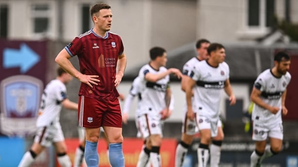 Killian Brouder of Galway United after the second goal for Bohemians during the SSE Airtricity Men's Premier Division match between Galway United and Bohemians at Eamonn Deacy Park in Galway. Photo by Piaras Ó Mídheach/Sportsfile