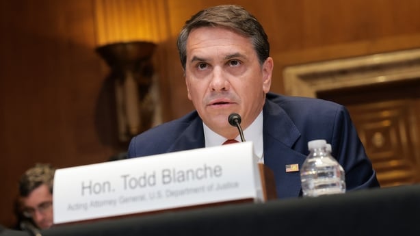 Acting US Attorney General Todd Blanche testifies during a Senate Committee on Appropriations, Subcommittee on Commerce, Justice, Science, and Related Agencies in the Dirksen Senate Office Building on Capitol Hill.