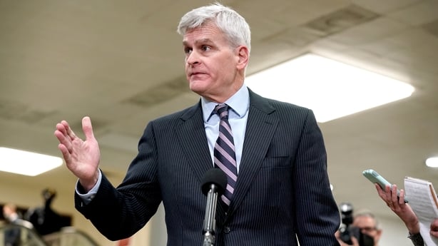 Senator Bill Cassidy, a Republican from Louisiana, speaks to members of the media at the U.S. Capitol.