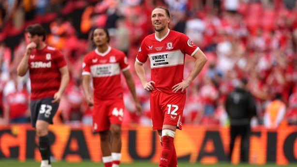LONDON, ENGLAND - MAY 23: Luke Ayling of Middlesbrough dejected after the Sky Bet Championship Final match between Hull City and Middlesbrough at Wembley Stadium on May 23, 2026 in London, England. (Photo by Julian Finney/Getty Images)