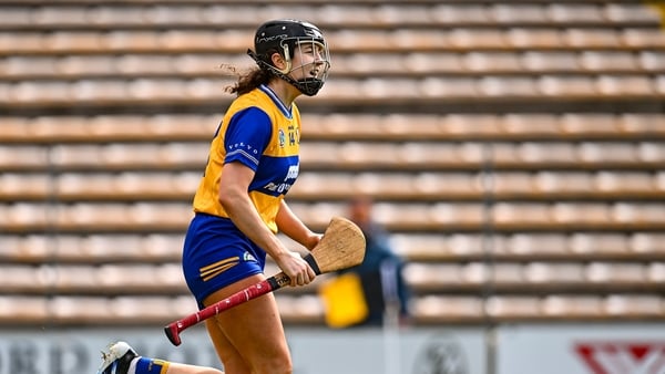 Lorna McNamara of Clare after scoring her side's first goal during the Centra National Camogie League Division 1B final match between Clare and Dublin at UPMC Nowlan Park in Kilkenny.