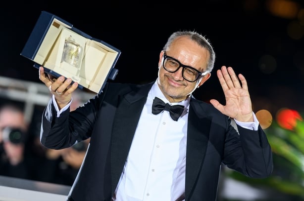 CANNES, FRANCE - MAY 23: Andrey Zvyagintsev poses with the Grand Prix award for "Minotaur" during the Palme D'Or winners photocall at the 79th annual Cannes Film Festival at Palais des Festivals on May 23, 2026 in Cannes, France. (Photo by Lionel Hahn/Getty Images)