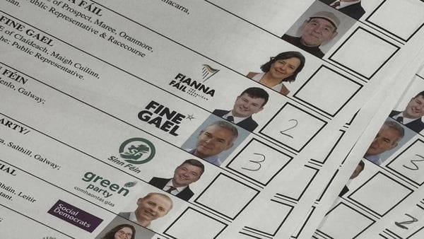 A ballot paper from Galway West showing second and third preferences