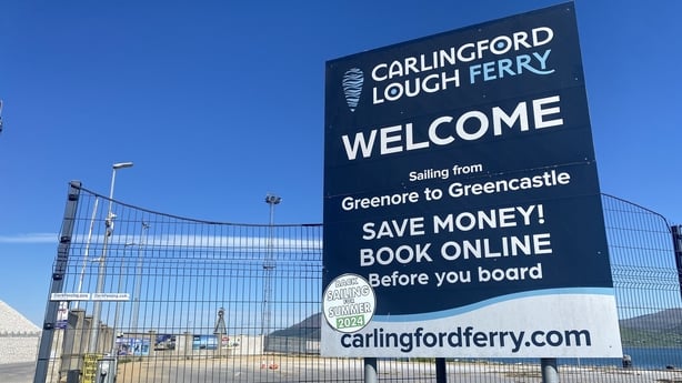 A sign for the Carlingford Lough ferry service