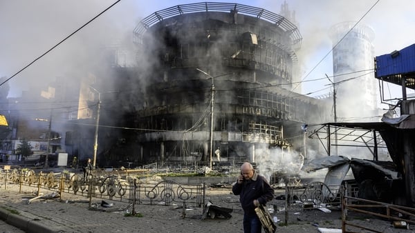 The aftermath of missile strikes in Kyiv.