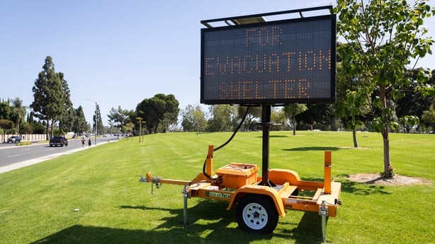 California evacuation sign