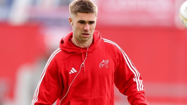 16 May 2026; Jack Crowley of Munster before the United Rugby Championship match between Munster and Lions at Thomond Park in Limerick. Photo by Michael P Ryan/Sportsfile