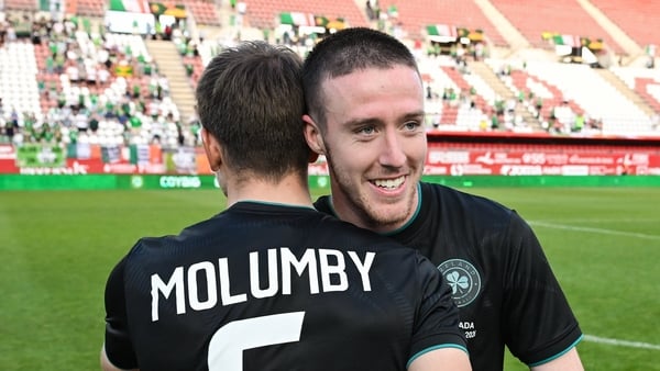 16 May 2026; Jack Moylan and Jayson Molumby of Republic of Ireland after the international friendly match between Republic of Ireland and Grenada at Estadio Nueva Condomina in Murcia, Spain. Photo by Stephen McCarthy/Sportsfile