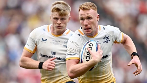 23 May 2026; Ciarán Frawley of Leinster during the Investec Champions Cup final match between Leinster and Union Bordeaux Bégles at San Mamés Stadium in Bilbao, Spain. Photo by Seb Daly/Sportsfile