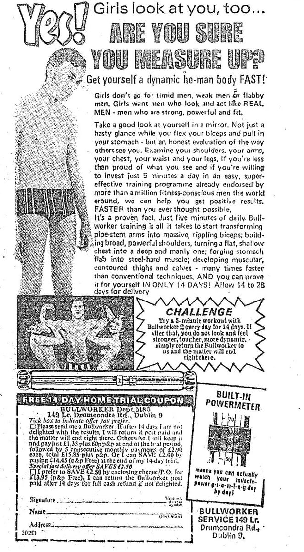 Ad for fitness equipment RTÉ Guide 1975