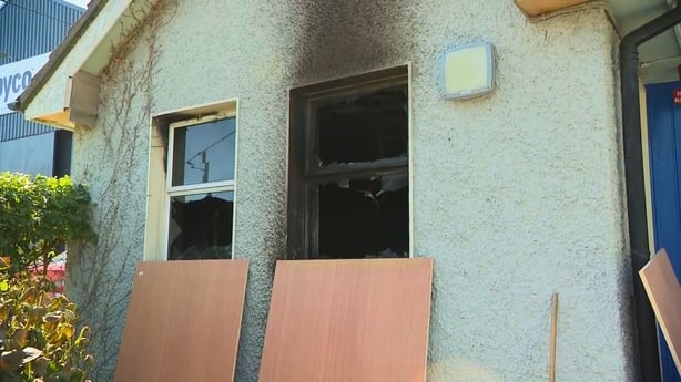 Damage from arson attack at Blackwater Garda Station, Co Wexford