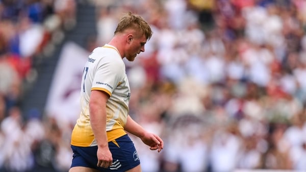 23 May 2026; Paddy McCarthy of Leinster leaves the pitch with an injury during the Investec Champions Cup final match between Leinster and Union Bordeaux Bégles at San Mamés Stadium in Bilbao, Spain. Photo by Brendan Moran/Sportsfile