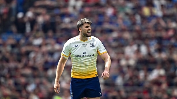 23 May 2026; Harry Byrne of Leinster during the Investec Champions Cup final match between Leinster and Union Bordeaux Bégles at San Mamés Stadium in Bilbao, Spain. Photo by Seb Daly/Sportsfile