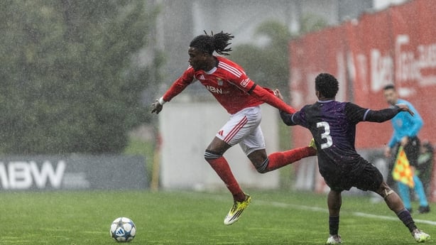Jaden Umeh of SL Benfica is in action during the UEFA Youth League 2025/26 match between SL Benfica and Slavia Praha at Benfica Campus in Seixal, Portugal, on February 4, 2026. 