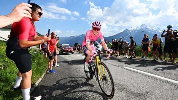 CARI, SWITZERLAND - MAY 26: Jonas Vingegaard of Denmark and Team Visma | Lease a Bike - Pink Leader Jersey competes in the breakaway during the 109th Giro d'Italia 2026, Stage 16 a 113km stage from Bellinzona to Cari 1645m / #UCIWT / on May 26, 2026 in Ca