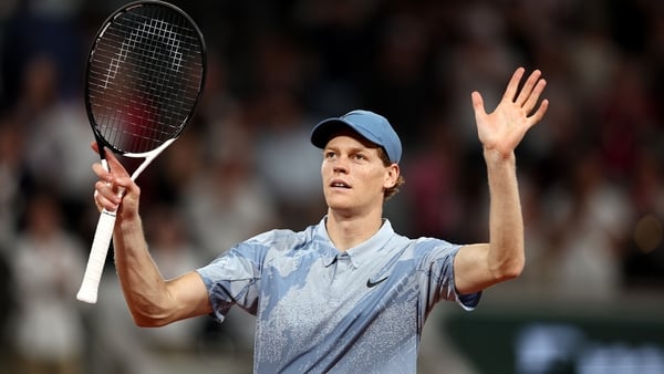 PARIS, FRANCE - MAY 26: Jannik Sinner of Italy acknowledges the crowd after victory in their Men's Singles first round match against Clement Tabur of France on Day Three of the 2026 French Open at Roland Garros on May 26, 2026 in Paris, France. (Photo by