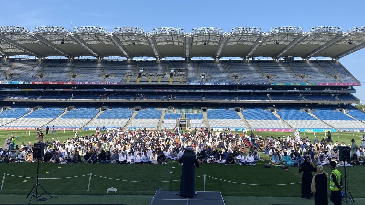 Hundreds of Muslims gather in Croke Park for the celebration of Eid al-Adha