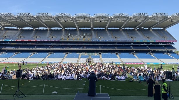 People on pitch during Eid celebrations at Croke Park