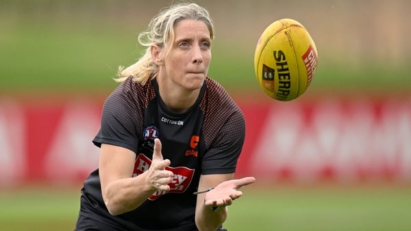 Cora Staunton of the Giants warms up during the round nine AFLW match between the Richmond Tigers and the Greater Western Sydney Giants at Mildura Sporting Precinct on October 23, 2022 in Mildura, Australia.
