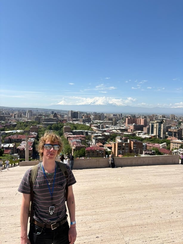 Writer Danny Halpin posing in Armenia
