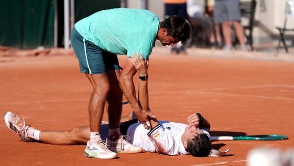PARIS, FRANCE - MAY 27: Mariano Navone of Argentina, Jakub Mensik of Czech Republic during Day Four of the 2026 French Open at Roland Garros on May 27, 2026 in Paris, France. (Photo by Marleen Fouchier/BSR Agency/Getty Images)