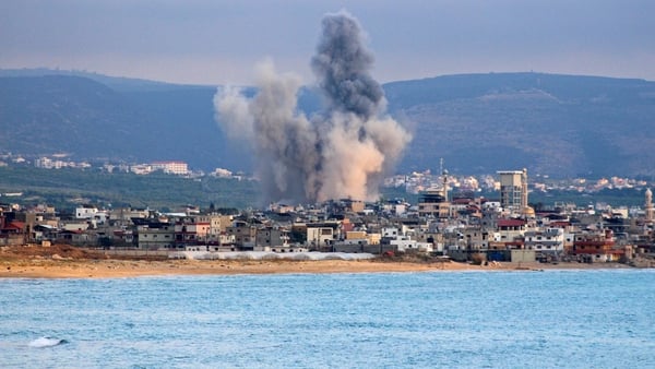Smoke rises from the site of an Israeli strike near the southern Lebanese city of Tyre