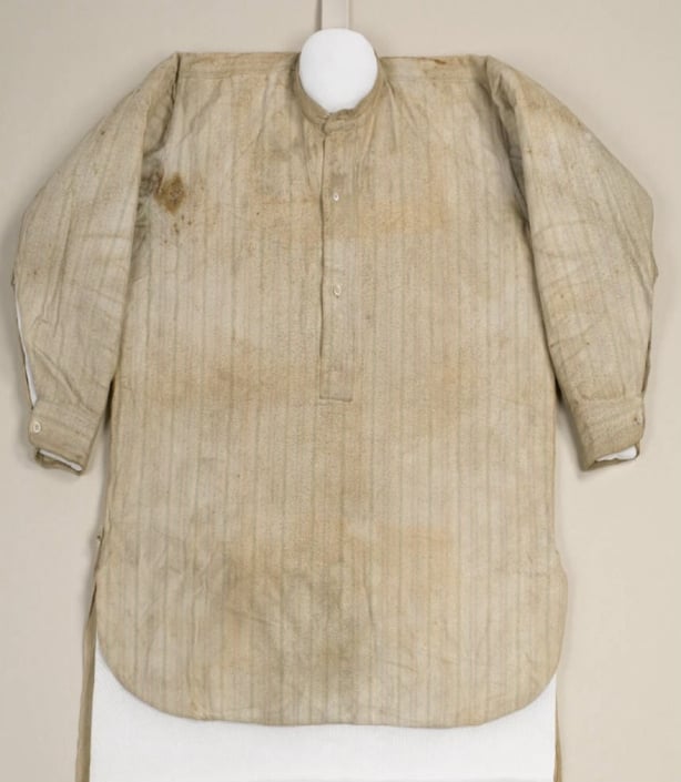 Bloodstained shirt belonging to James Connolly, worn during the week of the 1916 Rising, HE:EWL.292.1 © National Museum of Ireland