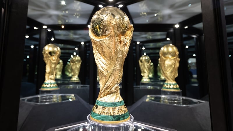 The original trophy is seen at the FIFA World Cup 26 Trophy Tour on April 26, 2026 in Dallas, Texas.