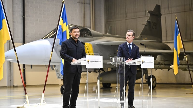 Ukraine's President Volodymyr Zelensky and Swedish Prime Minister Ulf Kristersson