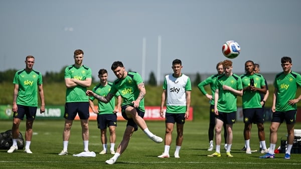 Troy Parrott and team-mates during a Republic of Ireland training session at the FAI National Training Centre in Abbotstown, Dublin.