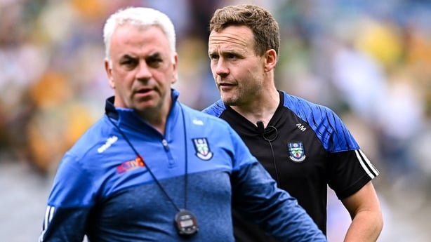 Gabriel Bannigan, left, and Monaghan coach Andy Moran