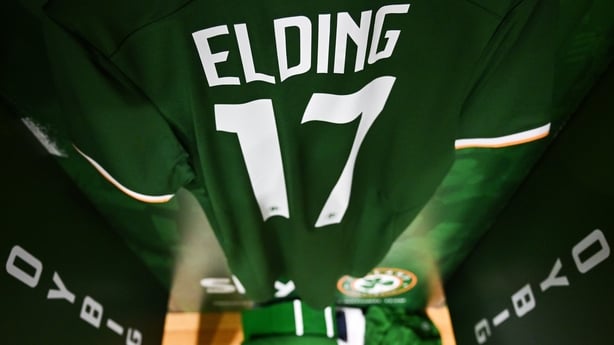 The jersey of Republic of Ireland's Owen Elding hangs in the dressing room before the international friendly match between Republic of Ireland and Qatar at the Aviva Stadium in Dublin.