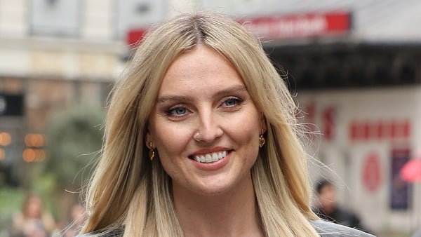 Perrie Edwards leaving Capital Breakfast Radio Studios on April 08, 2024 in London, Englan