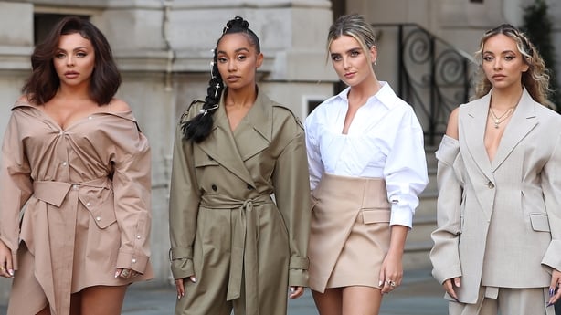  Little Mix seen leaving the Langham Hotel ahead of their performance of BBC Radio One Live Lounge on September 15, 2020