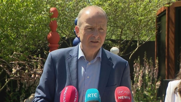 Micheal Martin speaks to media at the Bloom festival in Dublin