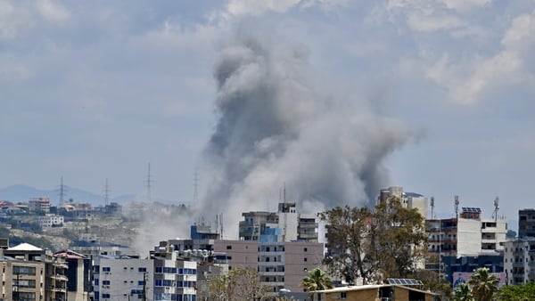 Smoke rises after an Israeli attack on the town of Abbasiyeh in Tyre, southern Lebanon