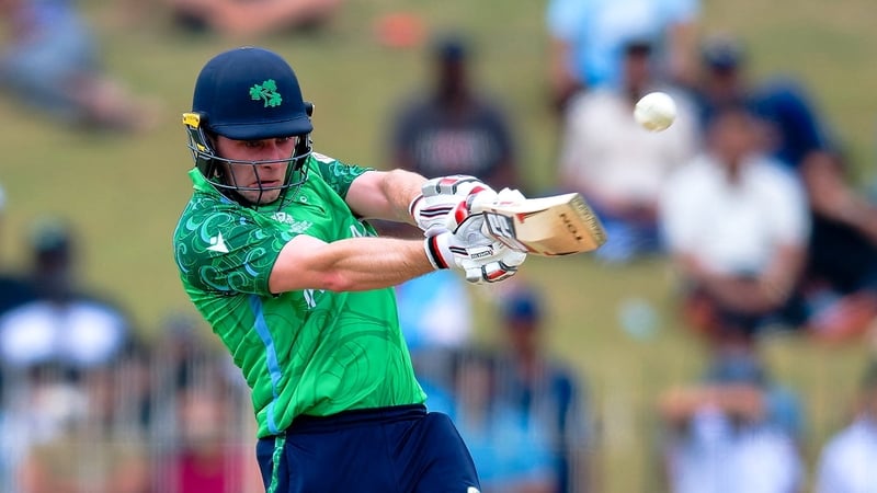 14 February 2026; Lorcan Tucker of Ireland bats during the ICC Men's T20 World Cup group stage match between Ireland and Oman at the Sinhalese Sports Club in Colombo, Sri Lanka. Photo by Viraj Kothalawala/Sportsfile