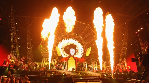Take That perform onstage for their 'Circus' tour held at Wembley Stadium on July 1, 2009 in London