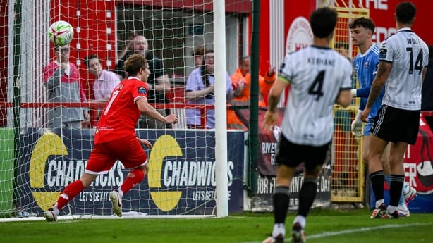29 May 2026; Harry Wood of Shelbourne celebrates after scoring his side's first goal during the SSE Airtricity Men's Premier Division match between Shelbourne and Galway United at Tolka Park in Dublin. Photo by David Fitzgerald/Sportsfile