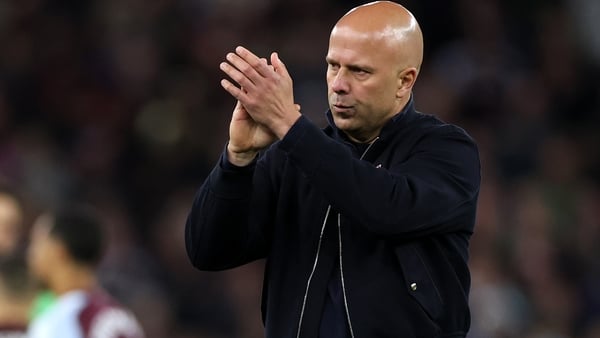 BIRMINGHAM, ENGLAND - MAY 15: Arne Slot, Manager of Liverpool, applauds the fans after the Premier League match between Aston Villa and Liverpool at Villa Park on May 15, 2026 in Birmingham, England. (Photo by Justin Setterfield/Getty Images)
