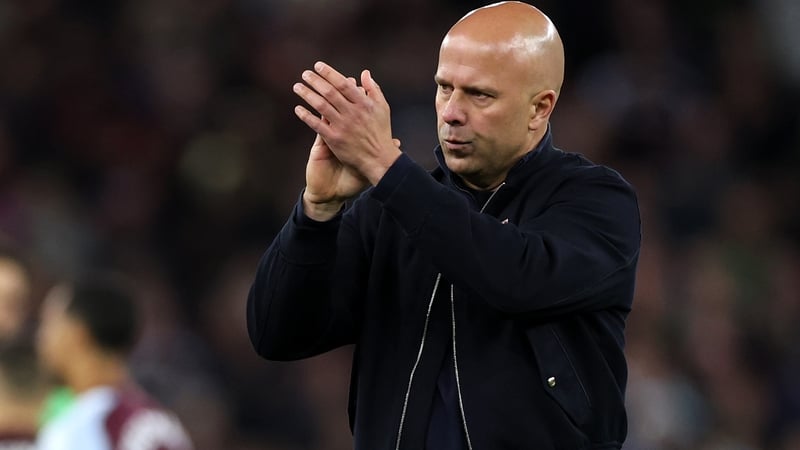 BIRMINGHAM, ENGLAND - MAY 15: Arne Slot, Manager of Liverpool, applauds the fans after the Premier League match between Aston Villa and Liverpool at Villa Park on May 15, 2026 in Birmingham, England. (Photo by Justin Setterfield/Getty Images)